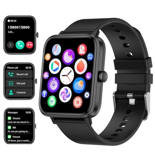 Smart Watch Full Touch Smart Watches for Android iOS Phones Compatible (Answer/Make Call) Smart Fitness Tracker Watch for Women Man Waterproof Smartwatch with Sleep/Heart Rate/sports/Step (Black)