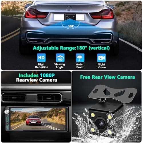 Single Din Car Stereo with Apple Carplay Android Auto,6.9 Inch IPS Touchscreen, 1 Din Car Audio Receivers wtih Bluetooth Handsfree/FM/AM/Dual USB/Type-C/EQ/SWC/GPS Navigation/Backup Camera/Microphone 6