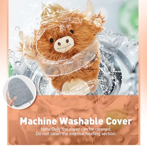 Electric Heating Pad for Menstrual Pain Relief - USB Powered Portable Electric Heat Pads,Cuddly Highland Cow Stuffed Animal, 12x9 Soft Plush for Neck/Back/Shoulder,Gift for Women,One Pack 5