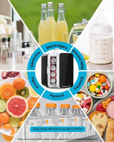 Antarctic Star Compact Mini Fridge, 10L Portable Small Refrigerator, 2.6 Gal Mini Fridge with AC/DC Adapters, Small Cosmetics Cooler for Beverage, Food, Makeup, Bedroom, Office, Dorm, Black 5