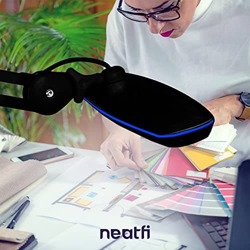 Neatfi XL 2,200 Lumens 24W LED Desk Lamp – 23” Wide Shade | Dimmable Eye-Caring Task Light | Adjustable Arm | Home Office, Study, Crafts & Nail Tech (Non-CCT with Clamp, Black) 5