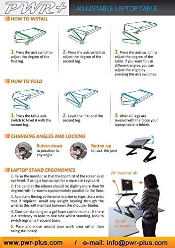 Laptop Table Stand Adjustable Riser: Portable with Mouse Pad Fully Ergonomic Mount Ultrabook MacBook Gaming Notebook Light Weight Aluminum Black Bed Tray Desk Book Fans Up to 17 inch 7