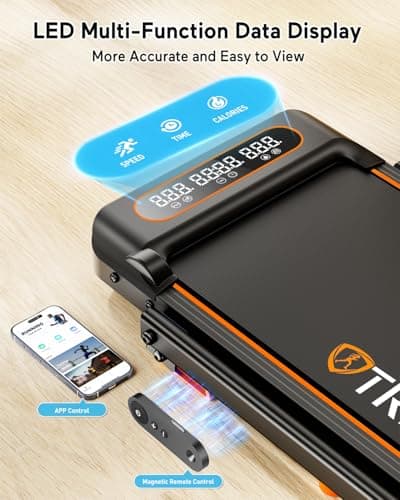 2025 Upgrade Walking Pad Treadmill with 8% Incline & Handle Bar, 3.5HP Portable Treadmill for Home Small, Under Desk Compact Walking Pad 300+lb Capacity, Shock Absorption, 0.6-6mph, Remote, Smart App 7