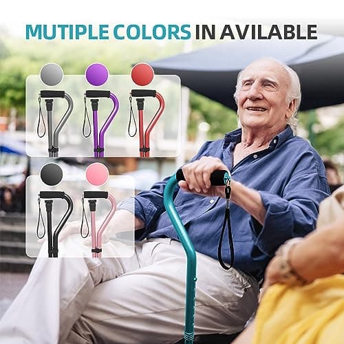 BeneCane Walking Cane for Men & Women Adjustable Cane with Offset Soft Cushioned Handle -Portable Lightweight Sturdy Mobility Walker Aid for Elderly, Seniors Collapsible Cane Blue 8