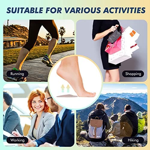 ZUCNANA Arch Support Inserts for Women Flat Feet (12 Pieces), Soft Gel Arch Support Insoles for Plantar Fasciitis, Reusable Arch Pads for Foot Pain Relief, One Size Fits Any 5