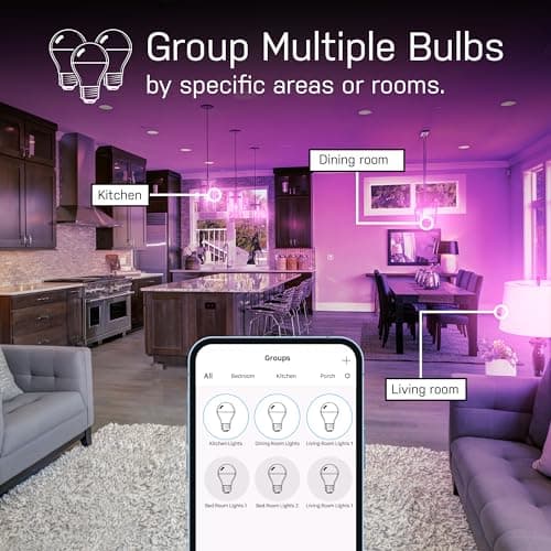 Feit Electric OM60/RGBW/CA/AG/3 60 Watt Equivalent WiFi Color Changing and Tunable White, Dimmable, No Hub Required, Alexa or Google Assistant A19 LED Smart Light Bulb, 3-Pack, Rgbw Multicolor, 60W 9