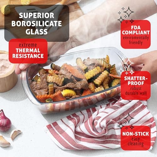 EATEX Glass Bread Pans for Homemade Bread Baking, 1.9 Qt Deep Glass Food Storage Containers with Lids, 3 Bread Loaf Pans 3 Airtight Lids 5