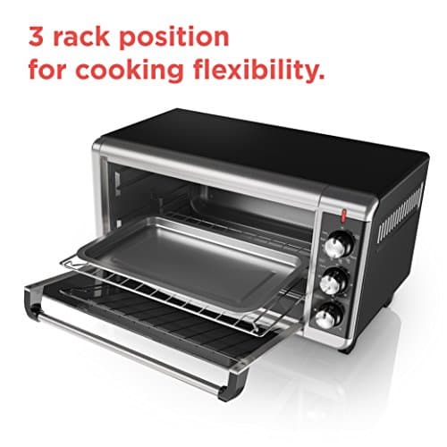 BLACK+DECKER TO3250XSBD 8-Slice Extra Wide Convection Countertop Toaster Oven, Includes Bake Pan, Broil Rack & Toasting Rack, Stainless Steel/Black 13