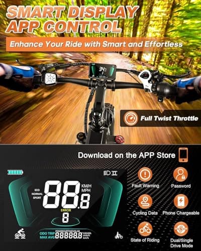 W Wallke 2800W Dual Motor Folding Mountain Electric Bike, Battery 48V 22Ah Long Range e-Bike, 26" Fat Tire All Terrain 32-35MPH Fast Adult Ebike, Full Suspension e-Bicycle, UL2849 Certificate 7