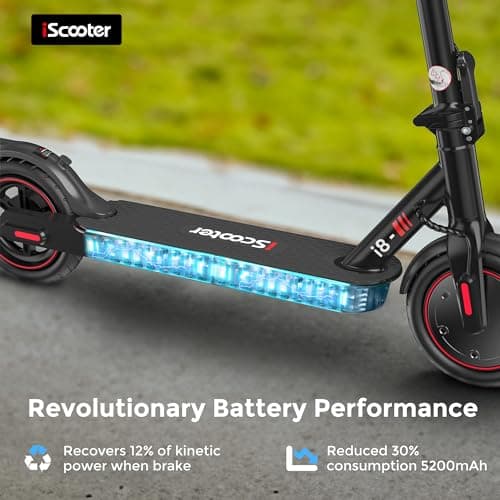 iScooter Electric Scooter, 12 Miles Long Range, 18 Mph Top Speed, Commuting Electric Scooter with Cuise Control, Double Braking Systems Escooter for Adults and Teens - i8 6
