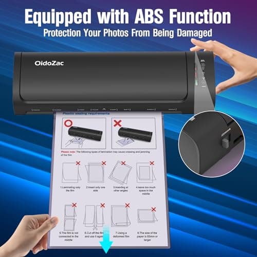 Laminator Machine 13 Inch, 60s Quick Warm-Up Never Jam Laminating Machine with 52 Laminating Sheets, 9 in 1 A3 Thermal Machine Hot & Cold with Paper Trimmer Corner Rounder for Office School Home Use 7