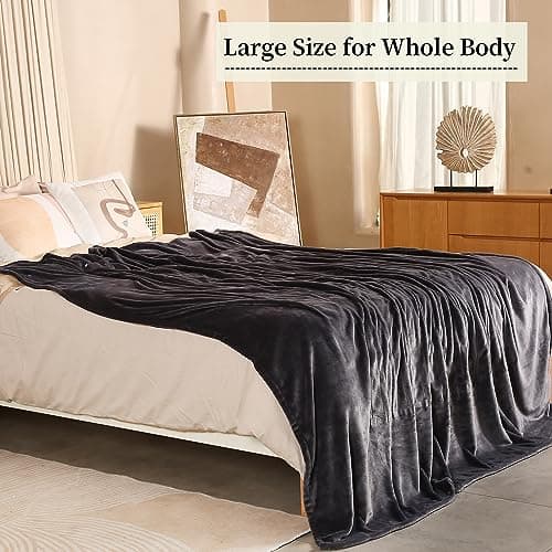 Heated Blanket Electric Blanket Full Size, Heating Blanket with 6 Heating Levels & 1-10 Hours Auto Off, Super Soft Cozy Flannel Blanket with Fast Heating for Home Office Use, 72" x 84", Charcoal Gray 6
