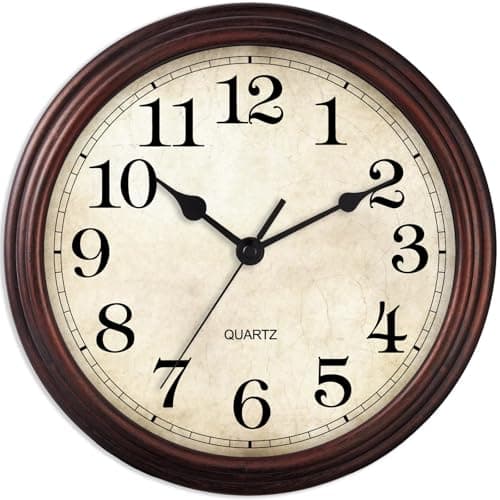 HYLANDA Wall Clock, 9 Inch Silent Non Ticking Classic Battery Operated Clocks, Decorative for Living Room, Bedrooms, Bathroom, Kitchen Office (Bronze)