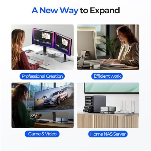 Mac mini M4 Dock, Aluminum Stand and HDMI Hub for Mac mini M4 and M4 Pro 2024 with M.2 NVMe/SATA SSD Enclosure, 4K60Hz HDMI,10G USB A/C, 5G USB A*2, USB-C Charge, SD/TF, Audio 10