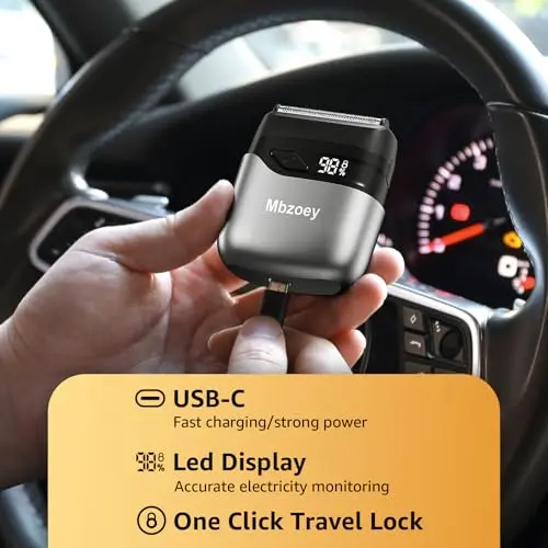 Mbzoey Mini Electric Razor for Men:Foil Shavers for Men, IPX7 Waterproof Cordless Razor with LED Display & Fast Charge - End High - Micro-Comb Technology & Precision Blades 5