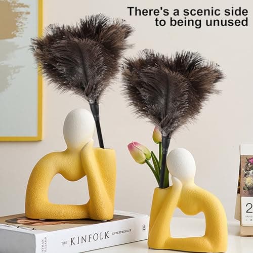 FeelfunFeather Ostrich Feather Duster-14.9 Inch Mini Natural Feathers Dusters with Plastic Handle Reusable Handheld for Cleaning Supplies Home Car Office(2pcs) 6