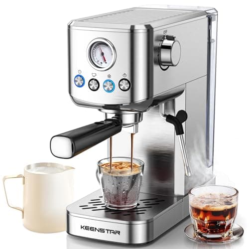 KEENSTAR Espresso Machine, 20 Bar Cold Brew Espresso Maker with Milk Frother Steam Wand, Latte Machine for Cappuccino, Latte, Gifts for Your Lover