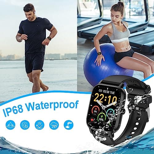 Smart Watch(Answer/Make Call), 1.85" Smartwatch for Men Women IP68 Waterproof, 110+ Sport Modes, Fitness Activity Tracker, Heart Rate Sleep Monitor, Pedometer, Smart Watches for Android iOS, 2024 7