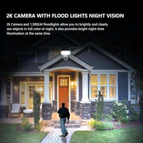 Sdstone Solar-Powered Floodlight Security Camera with Battery(64GB SD Storage) 1500LM Spotlight 2K 360° PTZ Wireless Outdoor, Color Night Vision, PIR Sensor, IP65, 2.4GHz WiFi - No Monthly Fees 6