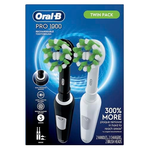 Oral-B Pro 1000 CrossAction Electric Toothbrush, Black and White, 2 Count 6