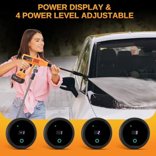 Cordless Pressure Washer Battery Powered 1060 PSI Compatible with Makita Battery, Portable Power Washer for Cars 5000mAh Brushless Motor & 2.5 GPM High-Pressure Washer, 6-in-1 Nozzle, LCD Screen 6
