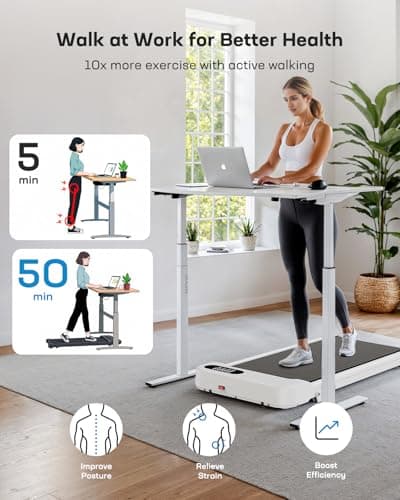 HUANUO Walking Pad with 5° Incline, 330 lbs Walking Pad Treadmill, 2.5 HP Low Noise Desk Treadmill, Portable Small Treadmills for Home, Remote Control & LED Display, White 7
