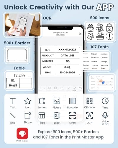 Phomemo Label Maker - M108 Address Label Makers Easy to Use for Small Business, Home, Office, School, 2 Inch Bluetooth Label Printer, Sticker Printer for Name Tags/Barcode/Logo/Clothing Label, Black 7