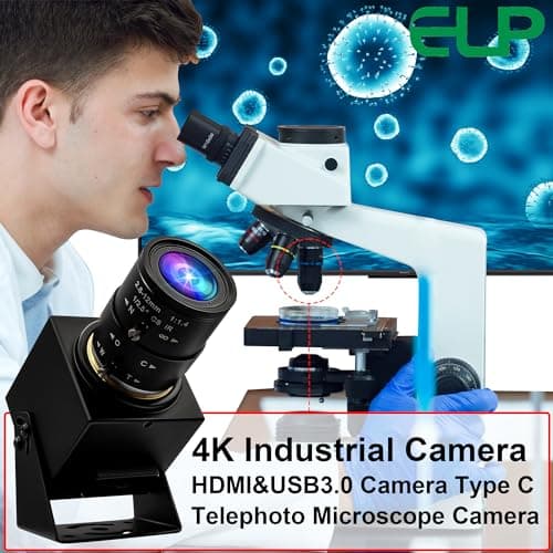 ELP 4K 60fps USB3.0 Webcam - HDMI Output for TV/Monitor - Manual Zoom - High Speed PC Camera for Video Conference - H.264 Variable Focus 7