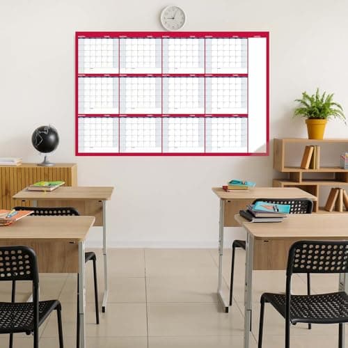 Large Dry Erase Calendar for Wall - Yearly Wall Calendar Dry Erase, 58" x 37" Undated Dry Erase Calendar, Great Layout Wall Planner with 15 Round Stickers for Home, Office and Classroom 7
