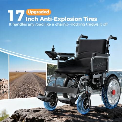Electric Wheelchair, Electric Wheelchair for Adults, Foldable All Terrain Power Wheelchair, 15 Miles Long Travel Range, 500W Dual Motors, Lightweight Mobility Chair for Seniors - Indoor/Outdoor 3