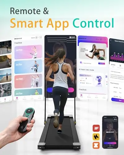 Lichico Walking Pad Treadmill with Handle Bar, 47"x16" Super Large Running Area, 8.7 MPH Compact Under Desk Treadmill for Home Office, 450lbs Walking Jogging Running Machine with Remote Control 5