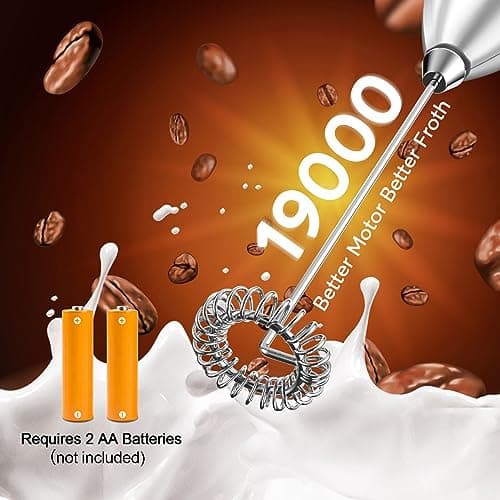 Hand Mixer Milk Frother for Coffee - Dutewo Frother Handheld Foam Maker for Lattes, Electric whisk Drink Mixer Mini Foamer for Cappuccino, Frappe, Matcha, Hot Chocolate Sliver 6