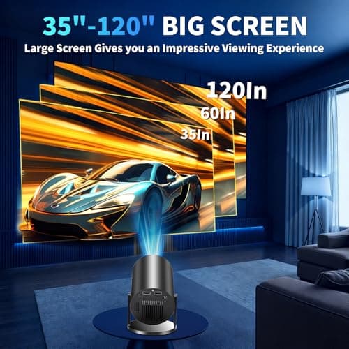 [Built-in Apps & 2026 Upgraded] Mini Projector Support 4K 1080P Auto Keystone 180° Rotatable with WiFi 6 and Bluetooth 5.4, Projector Portable Compatibile with HDMI/TV Stick/Memory Stick/Laptop-Black 9