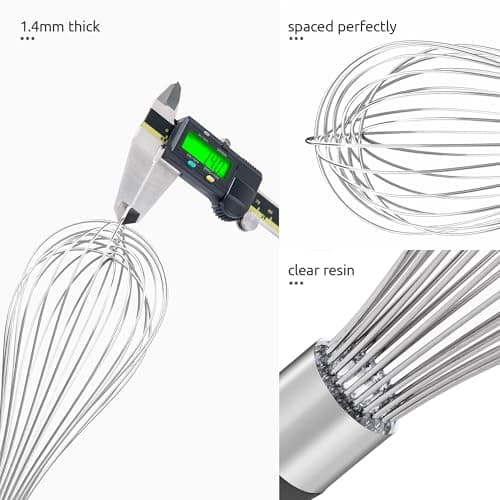 U-Taste Balloon Whisk for Cooking: 18/10 Stainless Steel Kitchen Wire Whisk, 12in Large Heavy Duty Egg Beater, Manual Mixing Tool with 12 High Flex Wires for Stirring, Blending Sauce (Black) 6