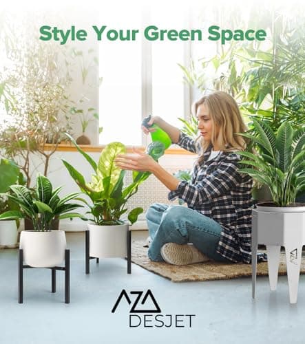 AZADESJET Plant Stand Indoor Adjustable, Metal Modern Indoor Plant Stand, Heavy Duty Plant Stands Outdoor Corner, Stable Plant Holder, Fits 8 to 12 Inches Pots, Black, 1 Pack, Pot & Plant Not Included 8