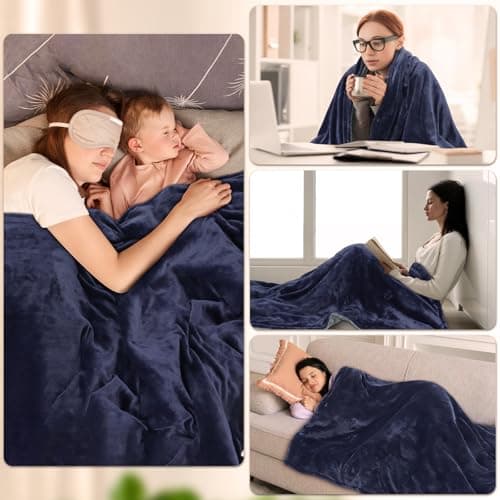 Qfun Electric Heated Blanket Throw - Luxury Soft Fast Heating Throw Blanket with 6 Heat Settings & Auto Shut-Off, Over-Heat Protection, 71"x40"Large Size Warm Flannel Winter Blanket Gift for Women Men 9
