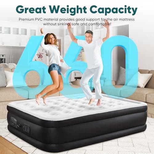 Sweetcrispy Twin Air Mattress - 18" Inflatable Blow Up Airbed with Built-in High Capacity Pump, Double Height, Non-Slip Bottom Design, Weight Capacity 660 lbs Air Bed for Home or Camping 5