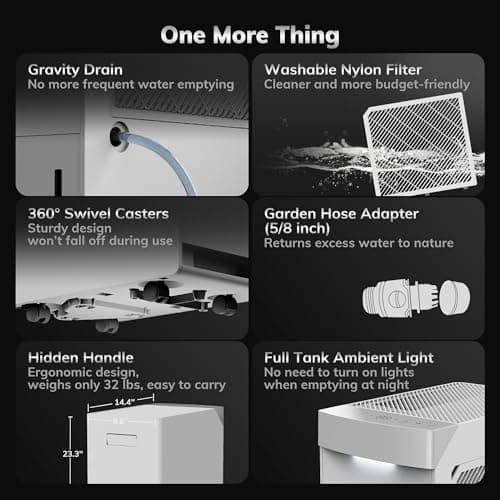 74 Pint/D Energy Star Dehumidifier, AEOCKY #1 Dehumidifier Brand Verified by Stackline, 4500 Sq.Ft Compressor Dehumidifiers with Drain Hose, for Basement, Bedroom, Home, Bathroom, Garage, Large Room 7