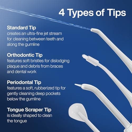 AquaSonic Water Flosser - Cordless Rechargeable Water Flossers for Teeth Cleaning - Waterproof Aqua Flosser, Portable Oral Irrigator for Dental Cleaning with 5 Jet Tips – Braces Home Travel 7