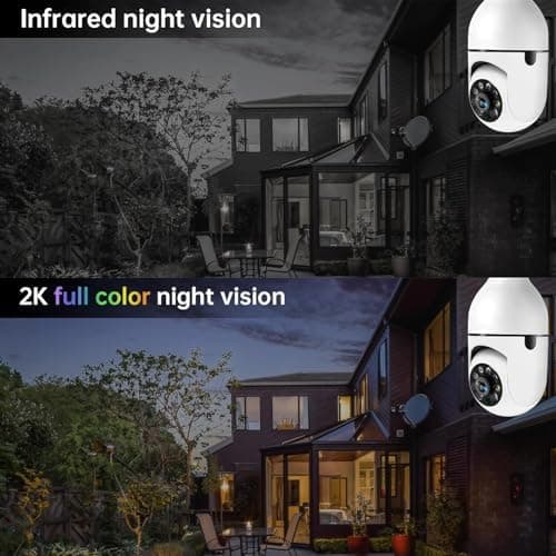 AnlanBodo Light Bulb Security Camera Outdoor, 5G& 2.4GHz WiFi Security Cameras Wireless for Home Security, Motion Detection, Color Night Vision, Siren Alarm, Bulb Camera Compatible with Alexa(2 Pack) 5