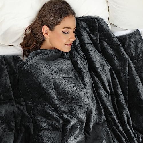 Alomidds Weighted Blanket Queen Size 15lbs 60x80 inches,Soft Plush Fleece Throw Weighted Blankets with Cozy Warm Sherpa,Ultra Fuzzy Heavy Blanket Microfiberfor Sofa Bed, Dark Grey 7