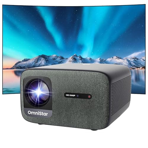 OmniStar 4K Projector with WiFi and Bluetooth, Mini Projector for Iphone 1080P Full HD with Speaker, Auto Focus/1500 ANSI/WIFI6/5G, 200" Display Compatible with iOS/Android/HDMI/USB/TV Stick L80