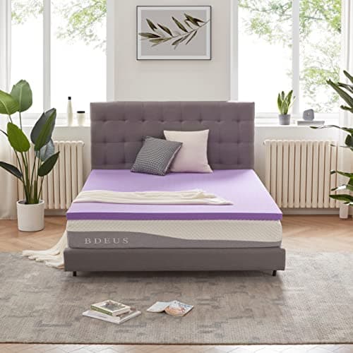SINWEEK 2 Inch Gel Memory Foam Mattress Topper Ventilated Soft Pressure Relieve Mattress Pad, Breathable Bed Topper, CertiPUR-US Certified, Queen Size