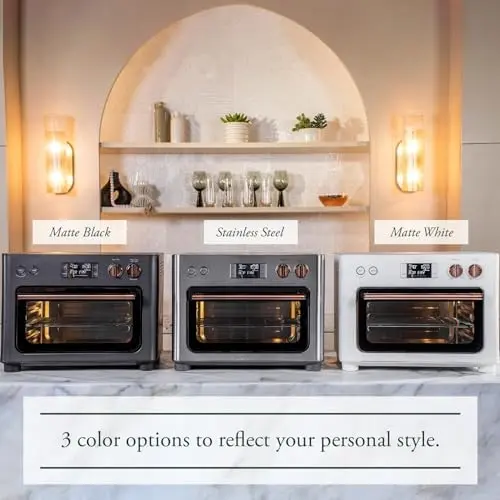 Café Couture Oven with 14 essential cooking modes, including Air Fry, CrispFinish, Bake, Broil, Roast, Toast, Pizza, WiFi & Smart Connected, Voice Control, Countertop Small Appliances, Matte White 8