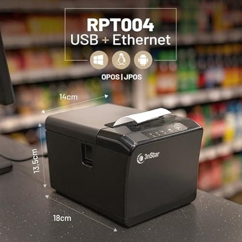 3nStar RPT004 Thermal Receipt Printer | 80mm POS Printer | USB & Ethernet | High-Speed 230mm/s | Auto Cutter, Wall-Mount, Compact Design | Restaurant, Retail, Kiosk, Hospitality Use 6
