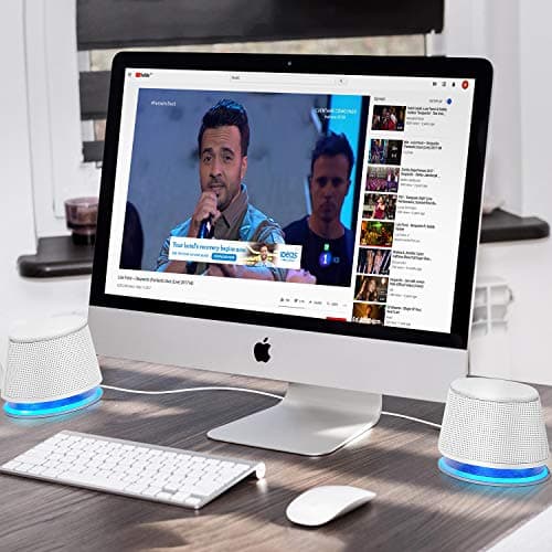 Sanyun SW102 Computer Speakers, 5Wx2, Deep Bass in Small Body, Stereo 2.0 USB Powered 3.5mm Aux Multimedia Speakers, Built-in Bottom Bass Radiators, PC Laptop Desktop Speakers, White 7