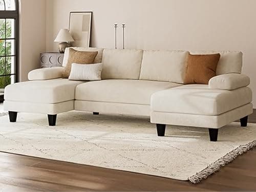 Txtin's U Shaped Sectional Couches for Living Room, 111 Inch Modular Sofa with Double Chaise, Large Lounge Couch for Apartment, Warm White 6