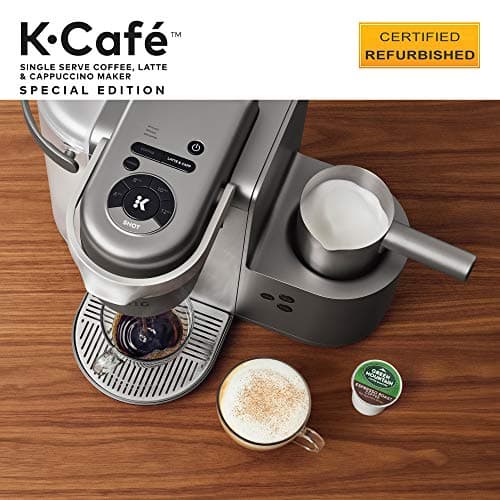 Keurig K-Cafe Special Edition Coffee Maker, Single Serve K-Cup Pod Coffee, Latte and Cappuccino Maker, Comes with Dishwasher Safe Milk Frother, Coffee Shot Capability, Nickel (Renewed) 15
