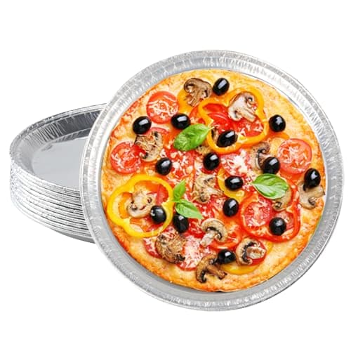 Pack of 12 Disposable Round Foil Pizza Pans Round Aluminum Foil Pans Large Serving Trays for Pizzas, Giant Size Chocolate Chip Cookie Cake Tin– Size: 12 Inch (12 Inch)