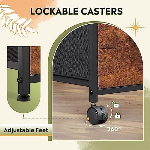 DEVAISE Mobile File Cabinet with 3 Drawers, Printer Stand with Fabric Drawers, Vertical Filing Cabinet fits A4 or Letter Size for Home Office, Rustic Brown Wood Grain Print 6